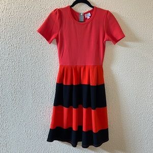 XS Orange/Black LuLaRoe Amelia Dress